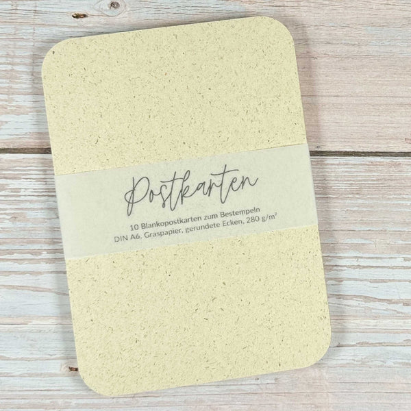 Blankokarten-Set zum Selbstbestempeln (Graspapier)
