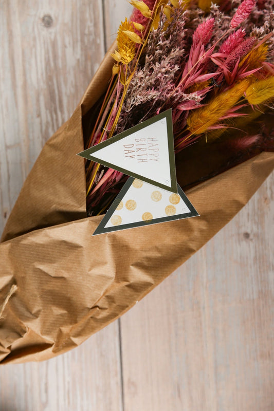 Geschenkanhänger Papierwimpel Gold/Silber (24 Stück)