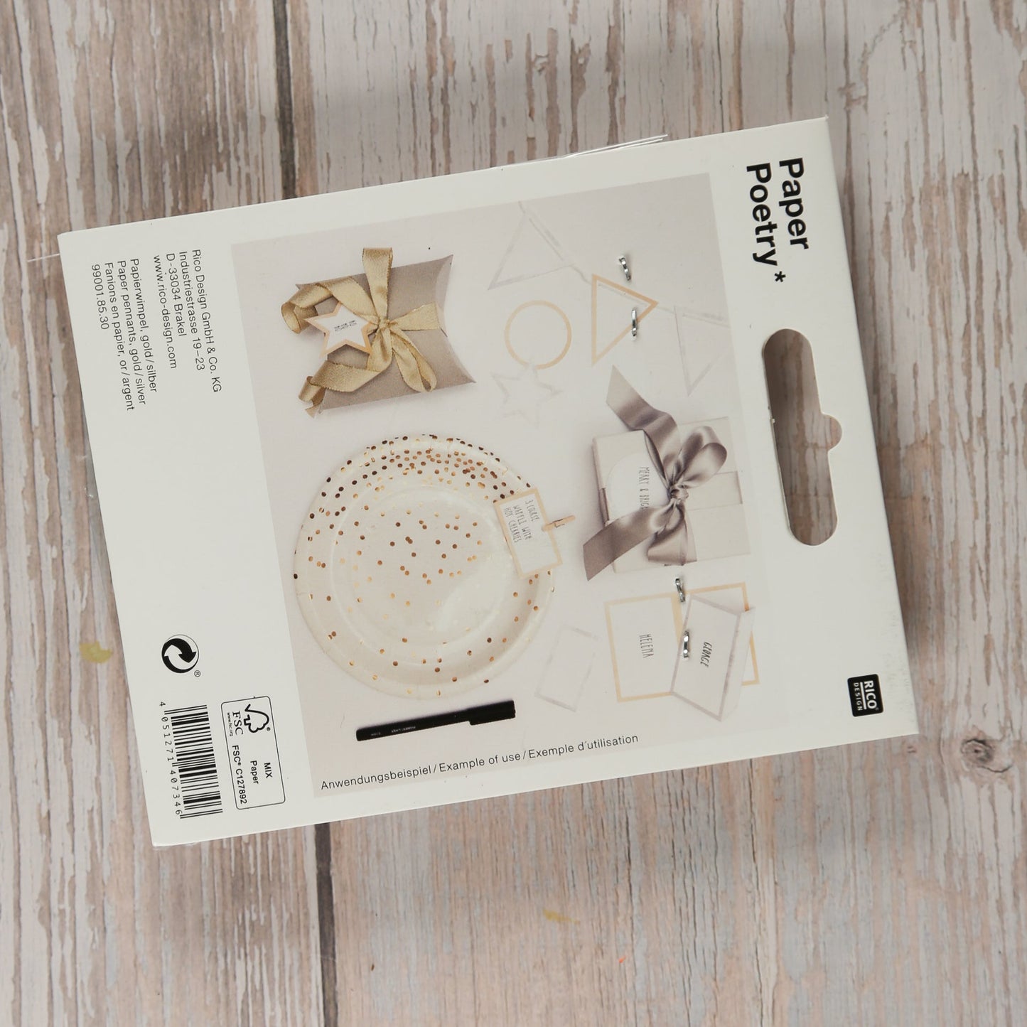 Geschenkanhänger Papierwimpel Gold/Silber (24 Stück) - IN LOVE WITH PAPER