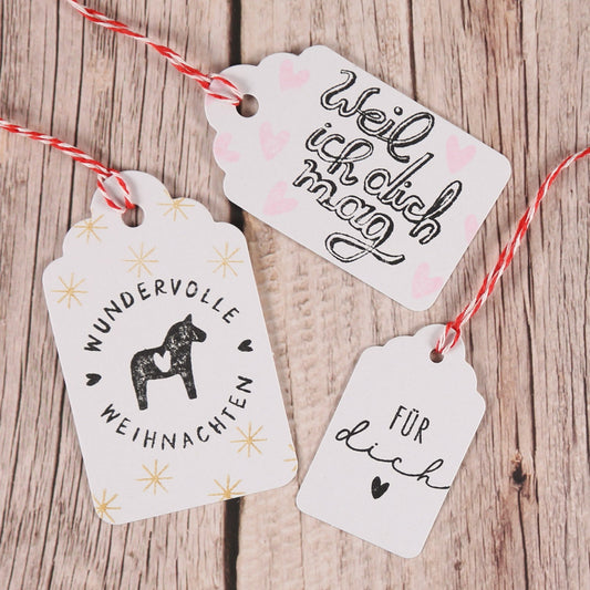 Geschenkanhänger weiß, 3 Größen (30 Stück)