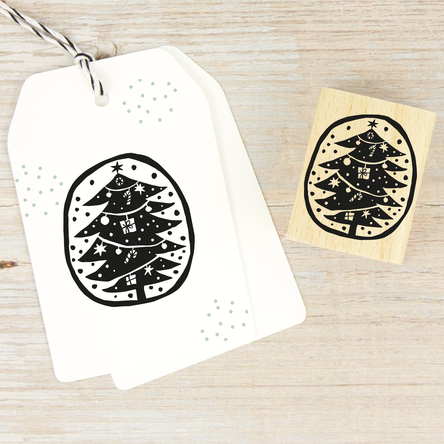 Stempel "Weihnachtsbaum" mit rundem Rahmen