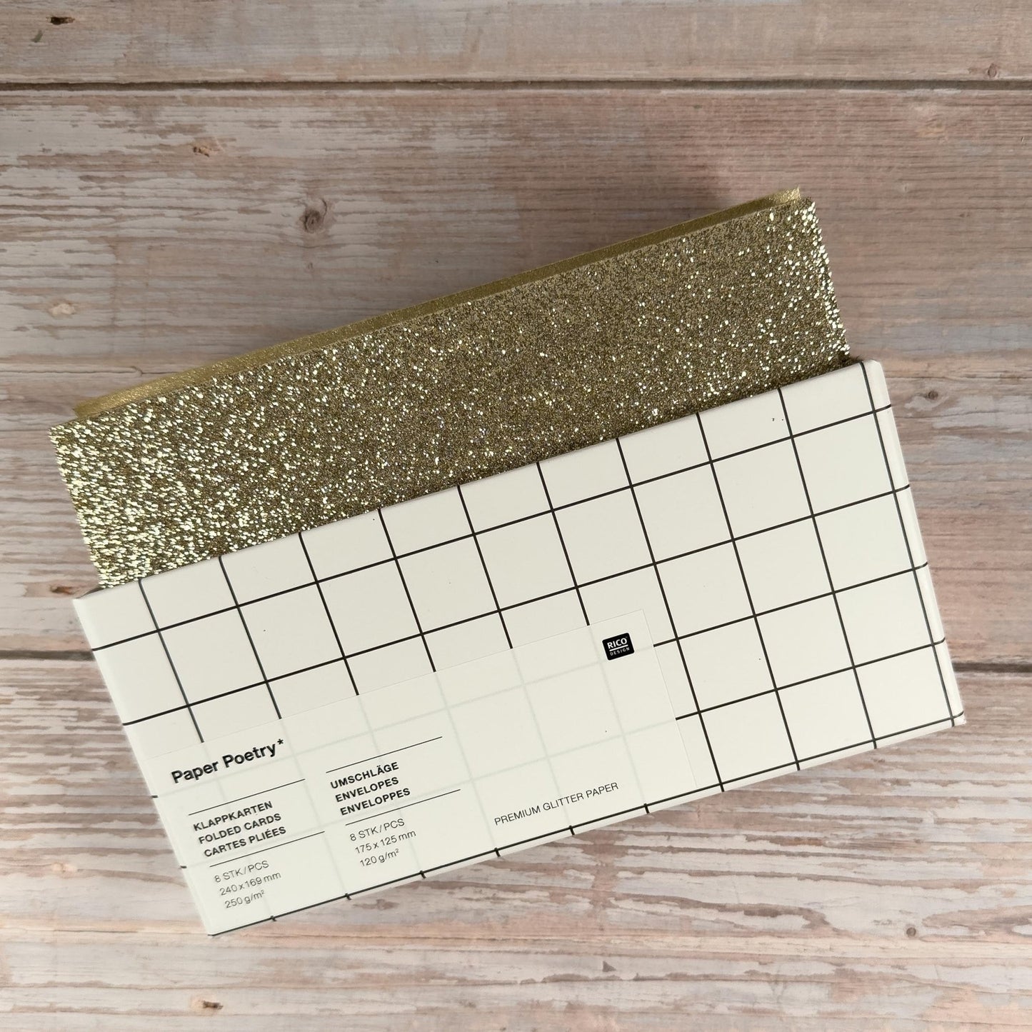 Klappkarten - Set "Glitter Gold" DIN B6 (16 teilig) - IN LOVE WITH PAPER
