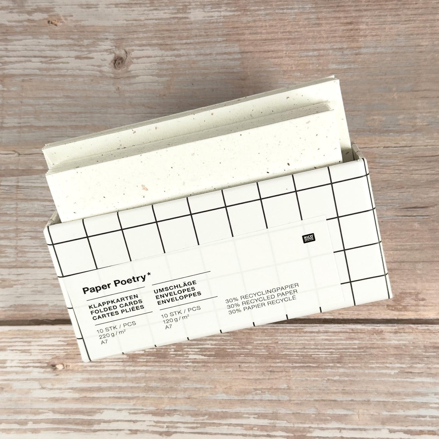 Klappkarten - Set "Recyclingpapier offwhite, FSC MIX" / DIN A7 (20 teilig) - IN LOVE WITH PAPER