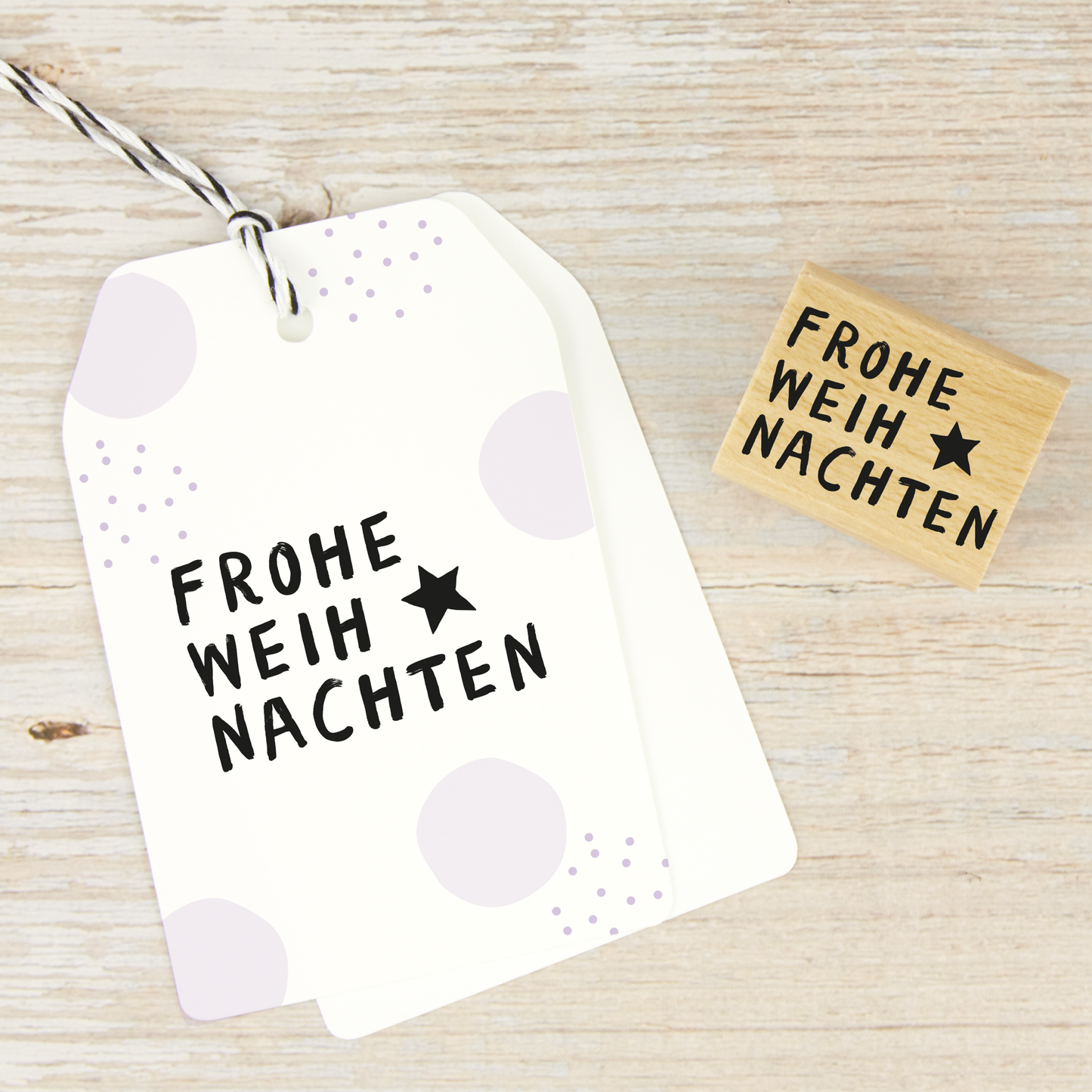 Weihnachtsstempel "Frohe Weihnachten mit Stern" - 30x20 mm