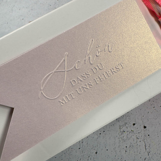 Prägestempel "Schön dass du mit uns feierst"