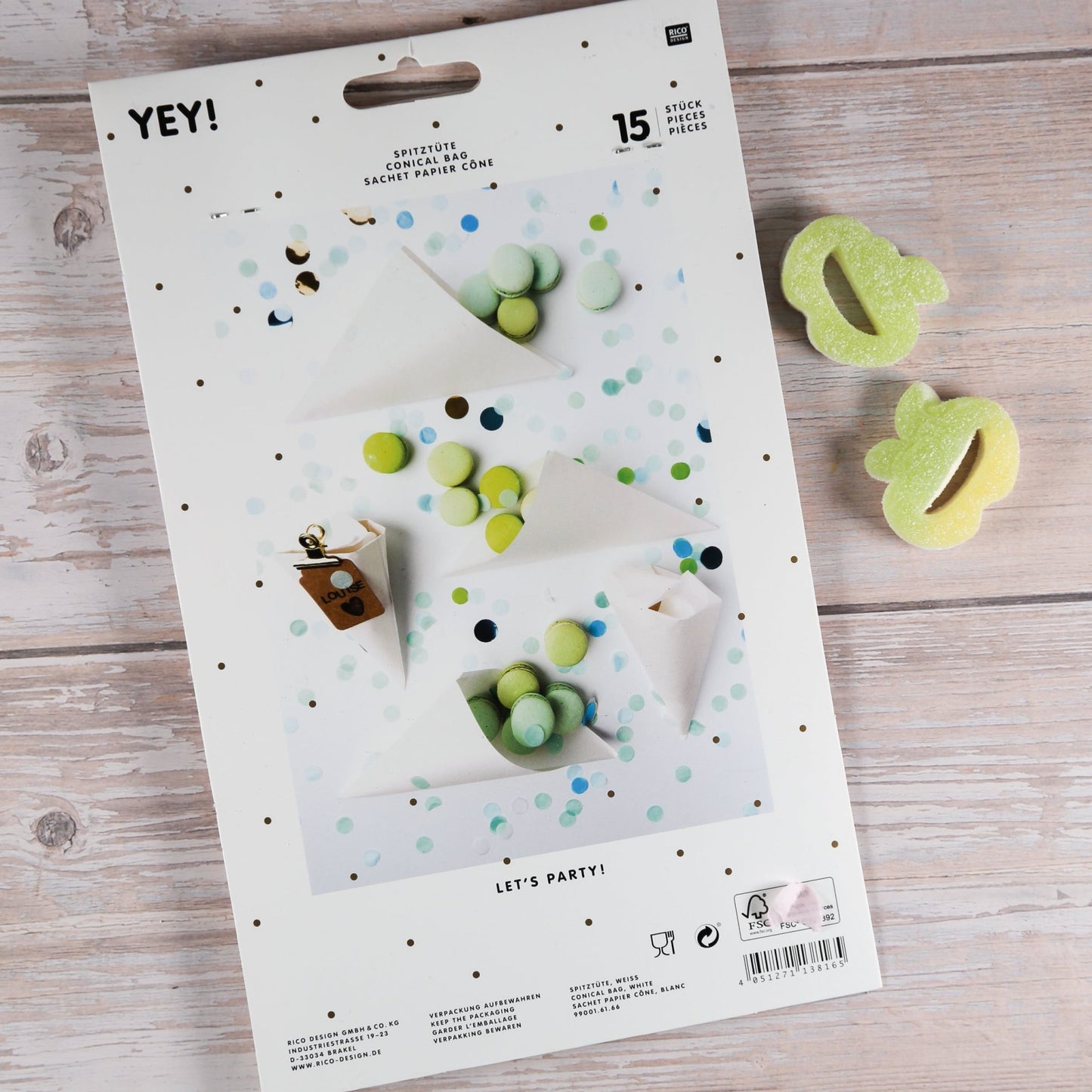 Spitztüte weiß - Let's Party! (15 Stück) - IN LOVE WITH PAPER