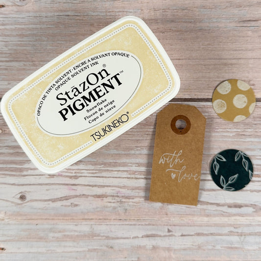 StazOn Pigment Snowflake – Weißes Stempelkissen für Glas, Keramik & mehr
