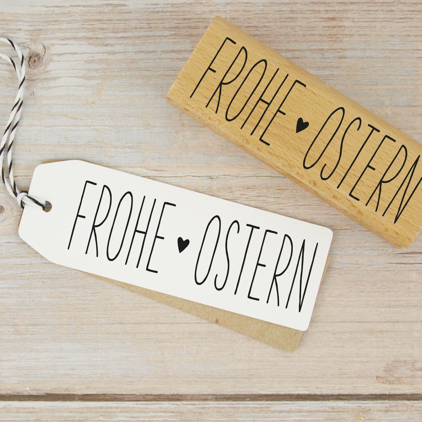 Stempel "FROHE OSTERN" mit Herz (groß)