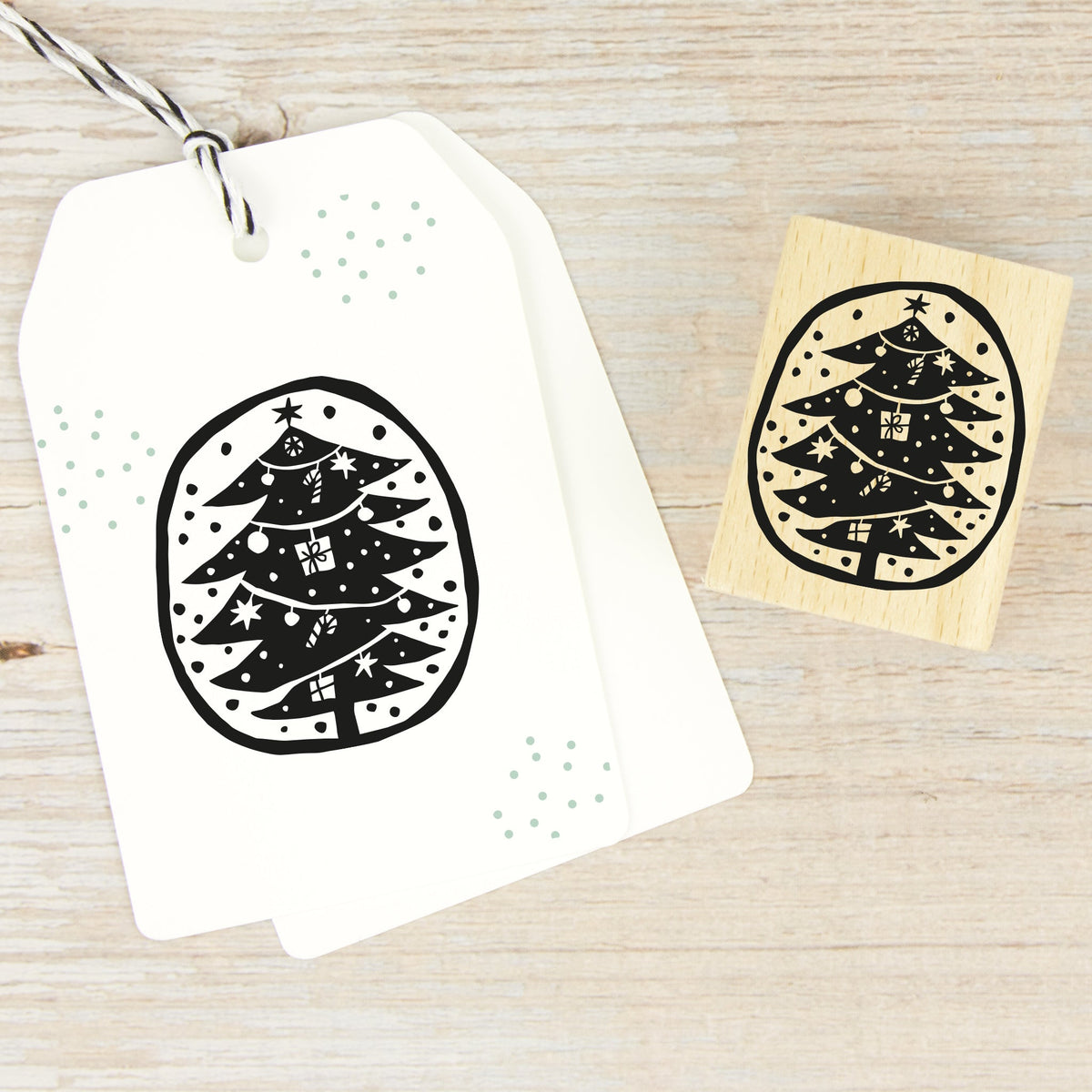 Stempel "Weihnachtsbaum" mit rundem Rahmen - IN LOVE WITH PAPER