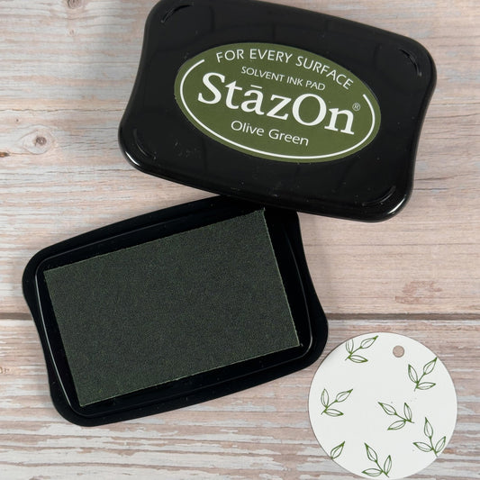 Stempelkissen StazOn Olive Green (grün) / für Glas, Keramik, Raysin