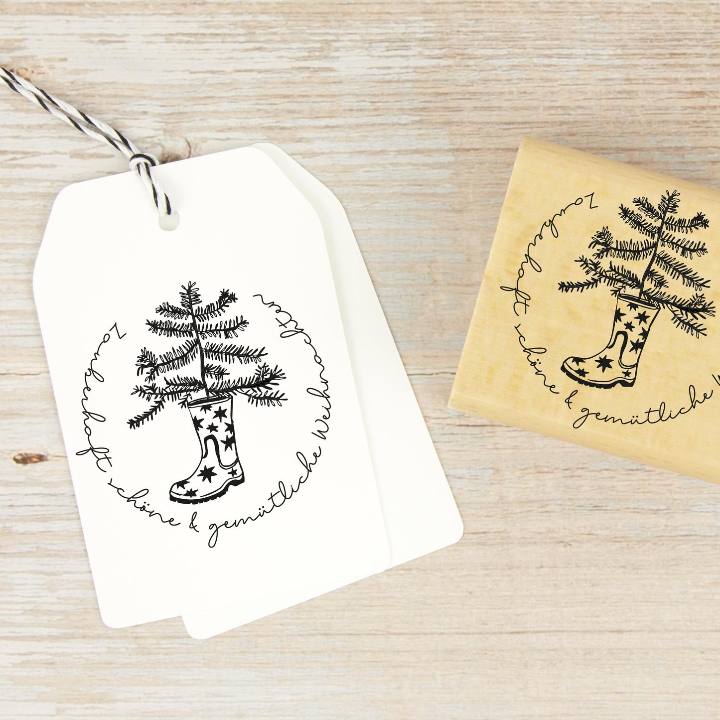 Weihnachtsstempel Zweig im Gummistiefel" - IN LOVE WITH PAPER