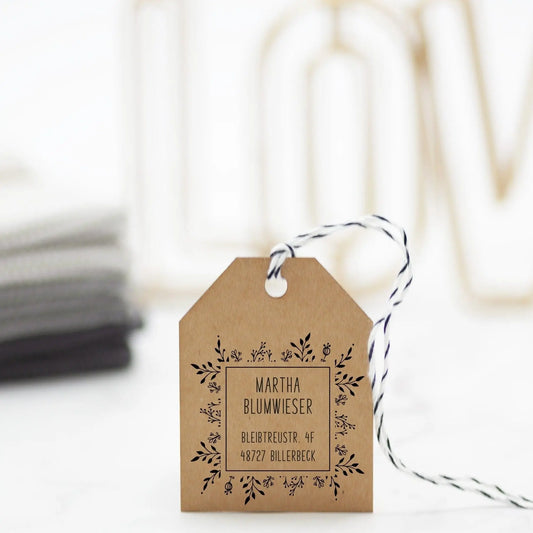 Adressstempel mit Blumenkranz "Billerbeck" - IN LOVE WITH PAPER