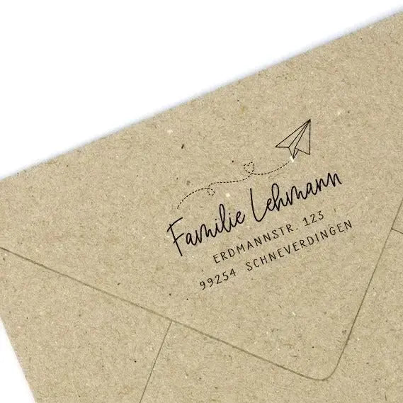 Adressstempel mit Papierflieger "Schneverdingen" - IN LOVE WITH PAPER