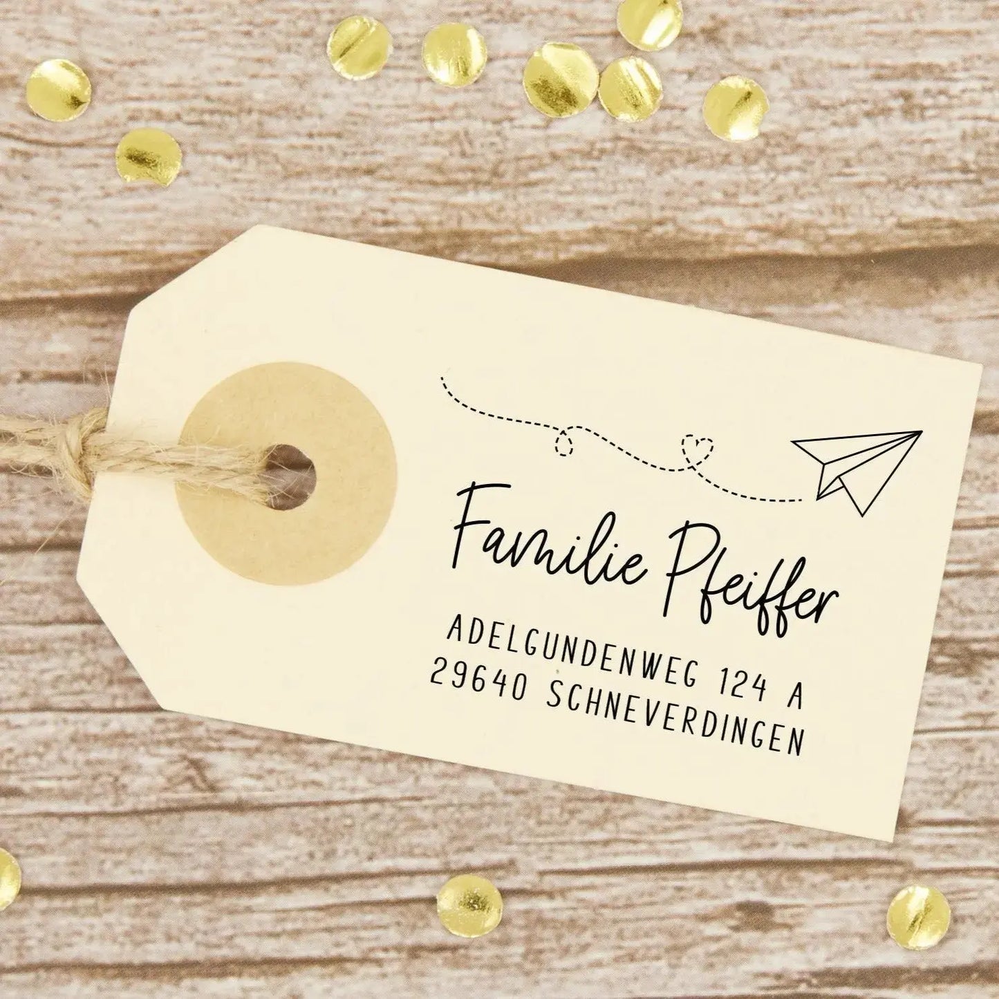 Adressstempel mit Papierflieger "Schneverdingen" - IN LOVE WITH PAPER