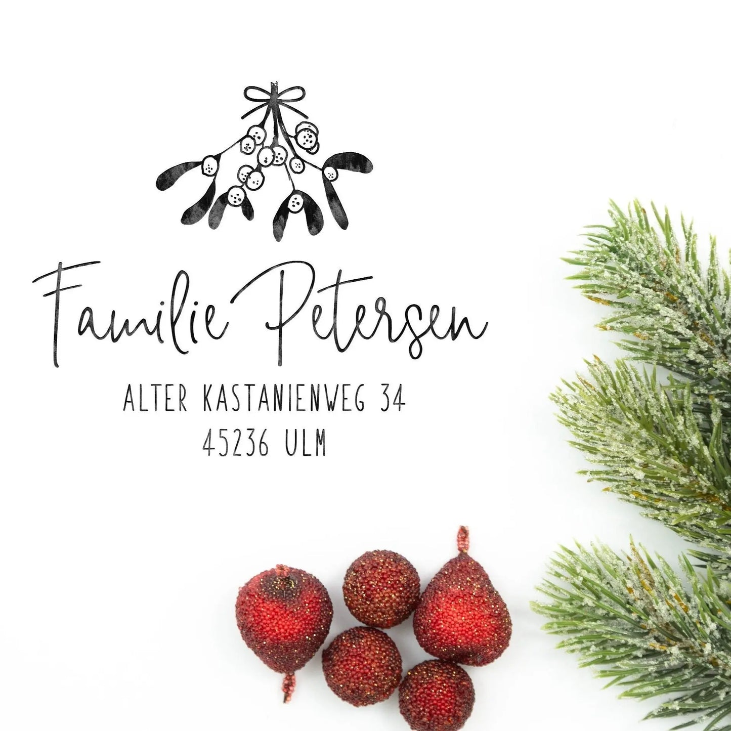 Adressstempel Weihnachten "Mistelstrauss" - IN LOVE WITH PAPER