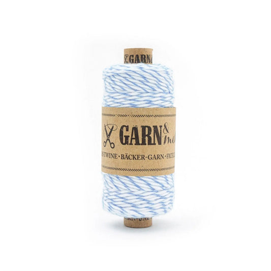 Bäckergarn hellblau-weiß zweifarbig