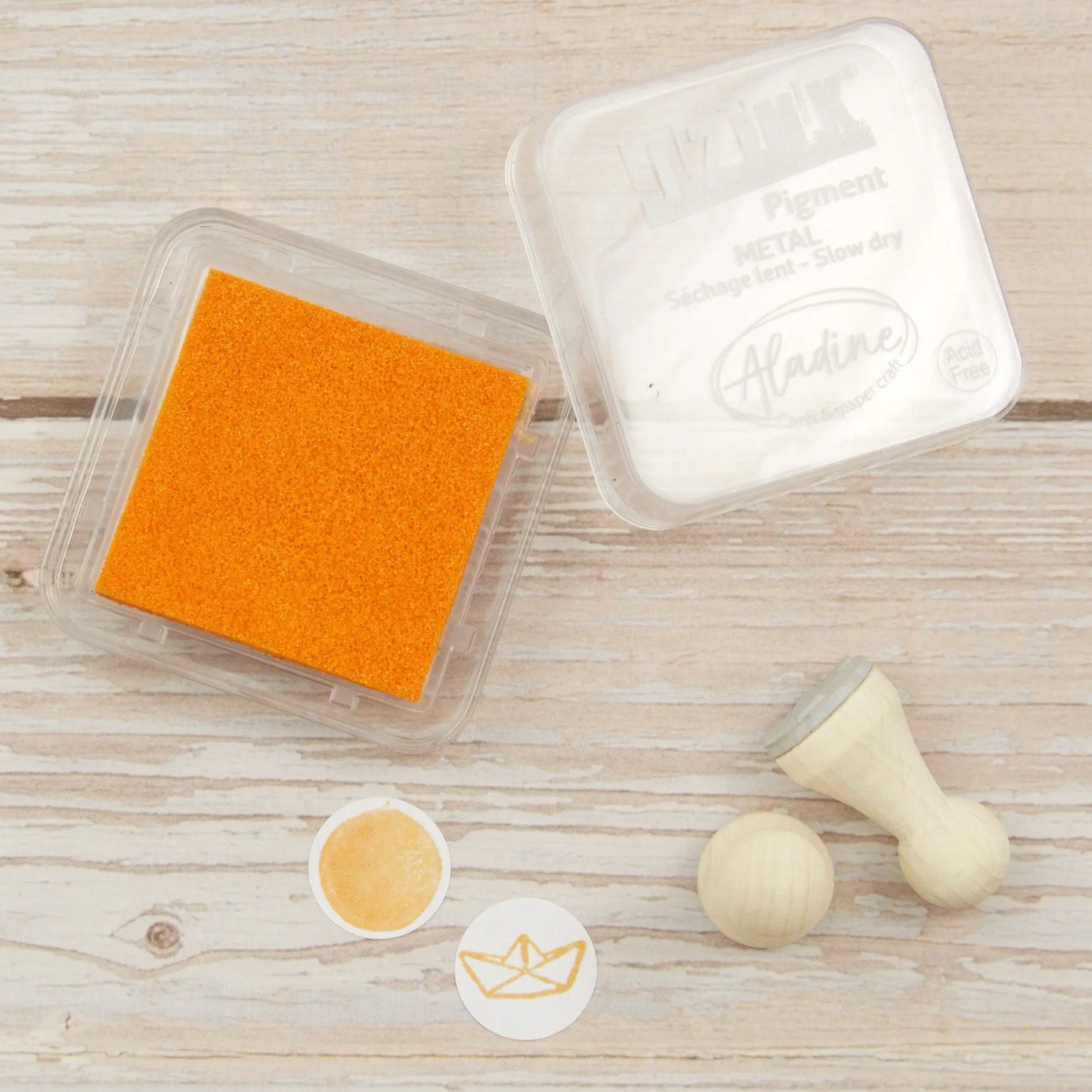 Mini-Stempelkissen orange metallic// Aladine iZink "Metal Yellow" - IN LOVE WITH PAPER