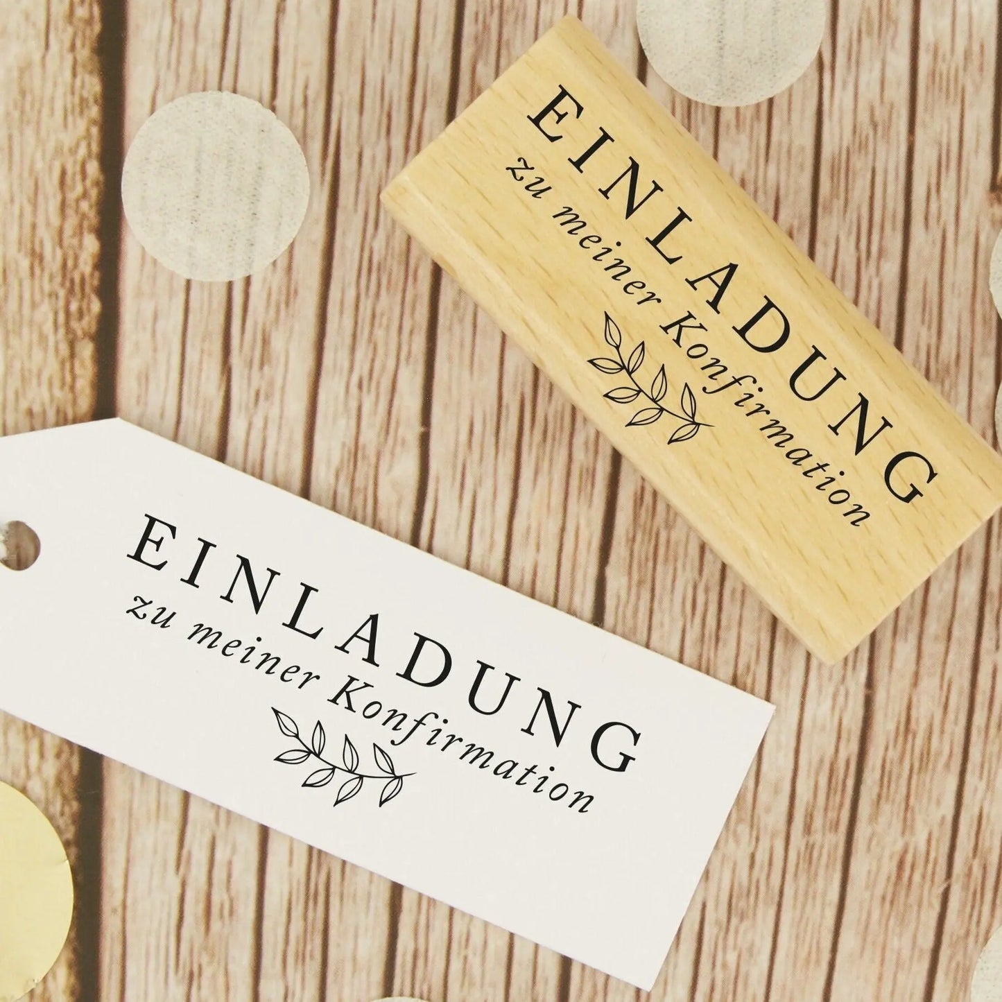Stempel "Einladung zu meiner Konfirmation" (Blätterranke) - IN LOVE WITH PAPER