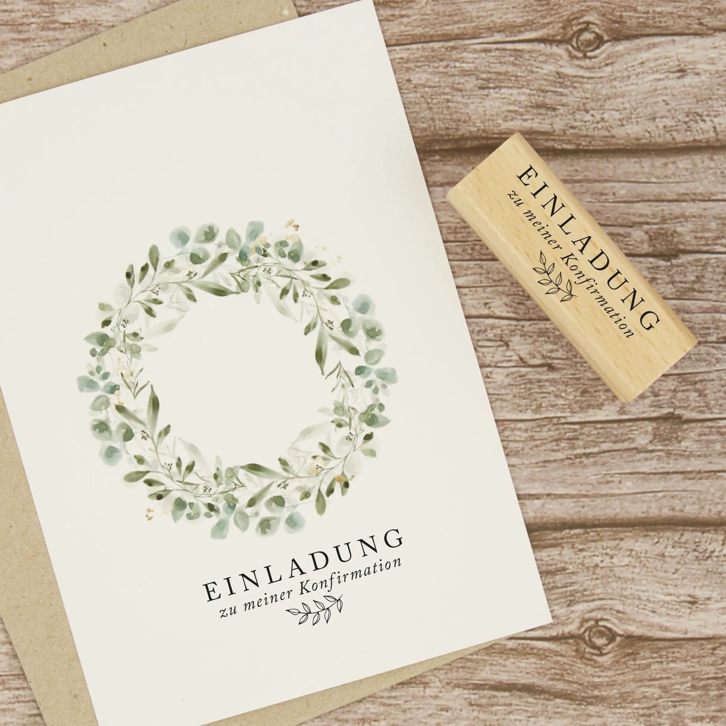 Stempel "Einladung zu meiner Konfirmation" (Blätterranke) - IN LOVE WITH PAPER