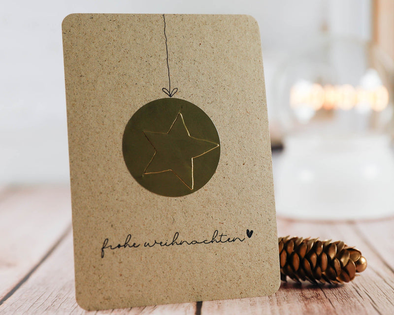 Geprägte Weihnachtskarte  mit goldenem Stern – schlicht & edel - IN LOVE WITH PAPER