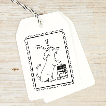 Stempel "Briefmarke mit Weihnachtsdackel" (zwei Größen)