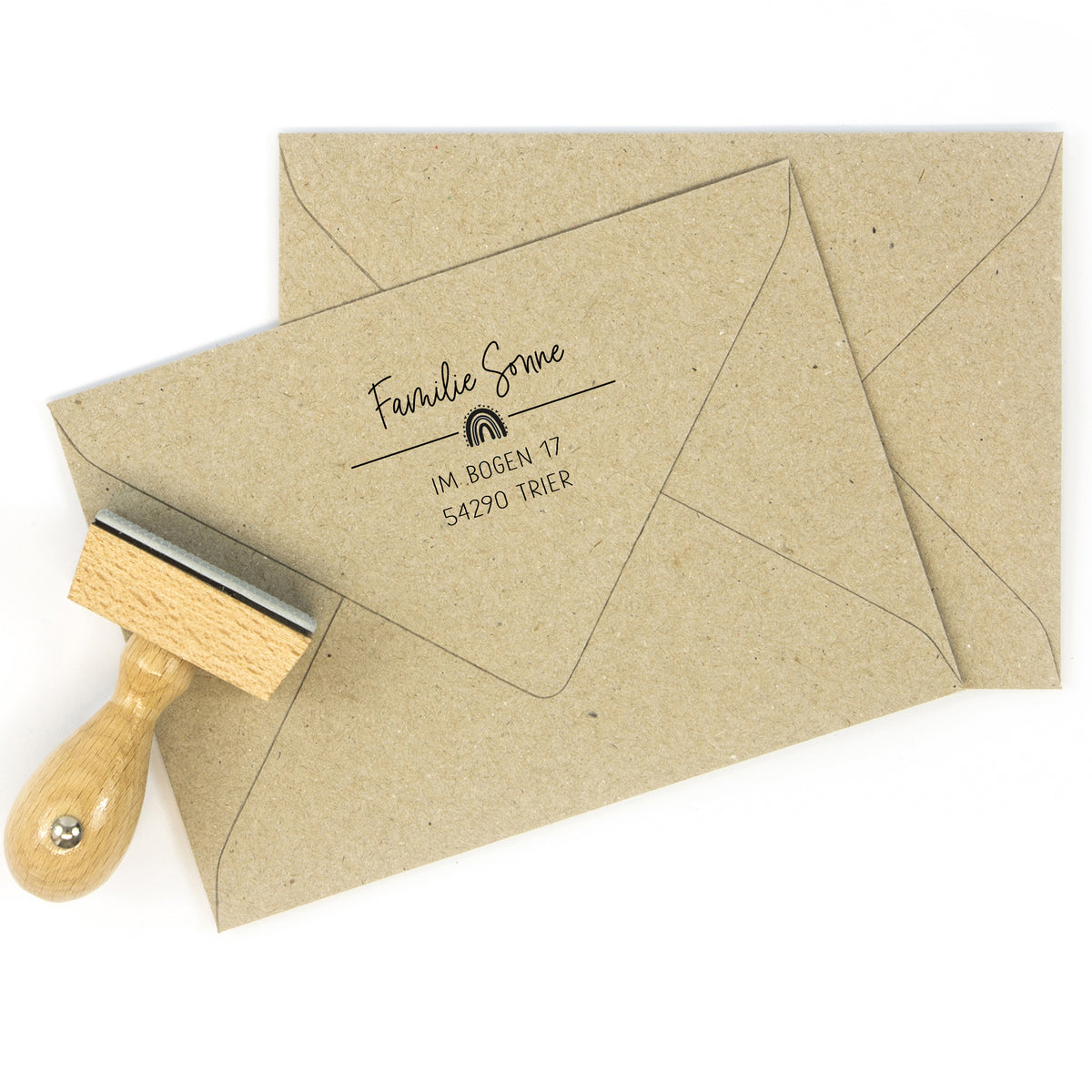 Adressstempel "Trier" mit kleinem Regenbogen
