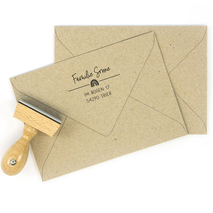 Adressstempel "Trier" mit kleinem Regenbogen