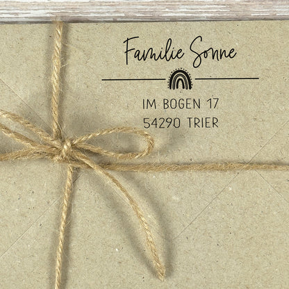 Adressstempel "Trier" mit kleinem Regenbogen