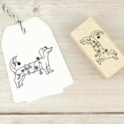 Stempel "Dackel mit Lichterkette" (zwei Größen)