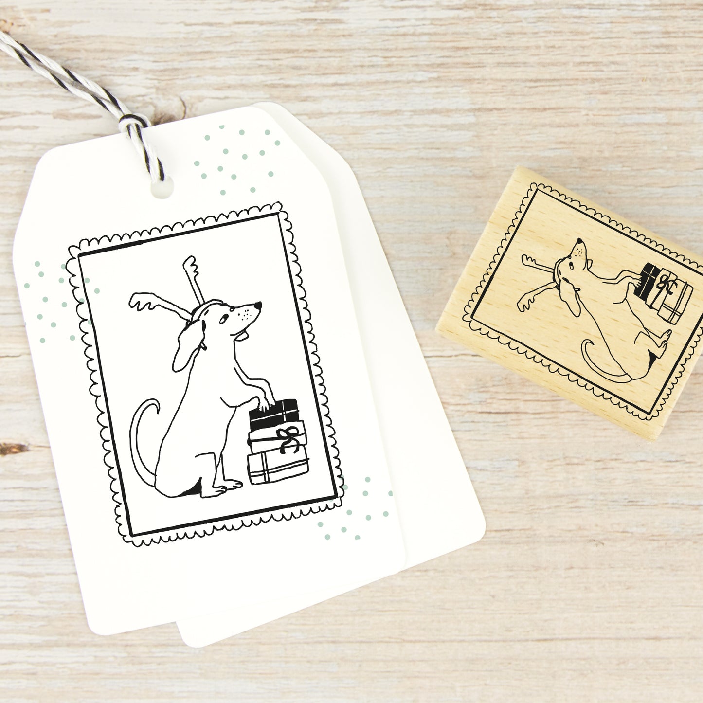 Stempel "Briefmarke mit Weihnachtsdackel" (zwei Größen)