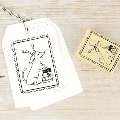 Stempel "Briefmarke mit Weihnachtsdackel" (zwei Größen)