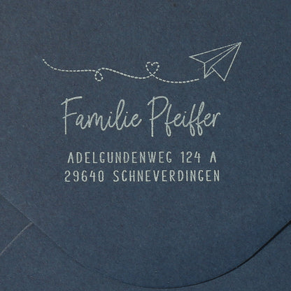 Adressstempel mit Papierflieger "Schneverdingen" - IN LOVE WITH PAPER