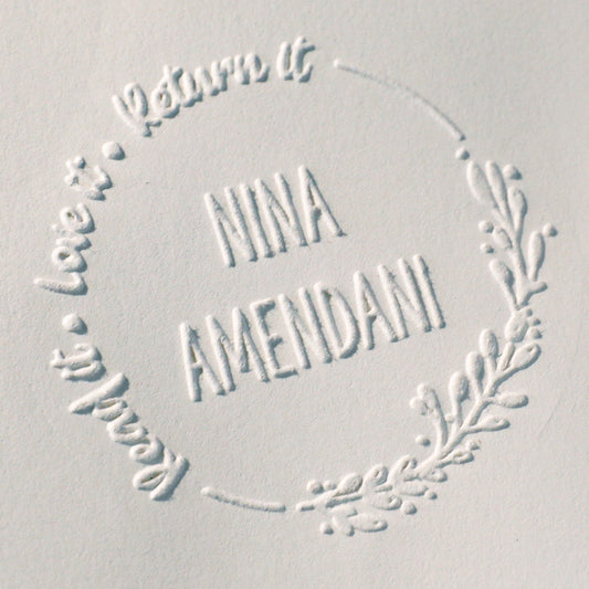 Buchprägestempel "Blumenkranz" - IN LOVE WITH PAPER