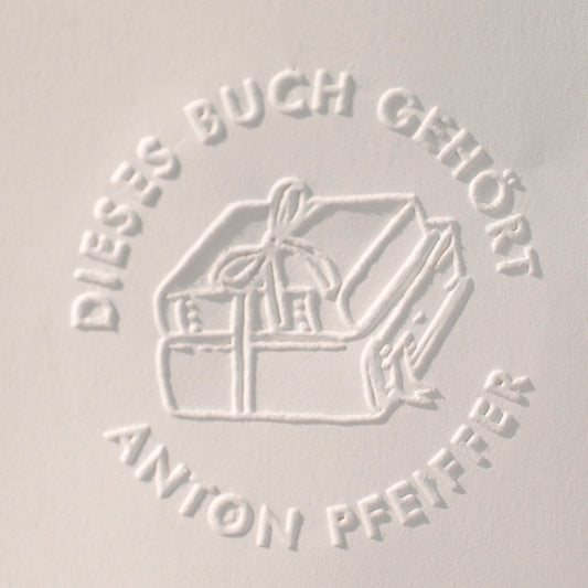 Buchprägestempel "Buchverliebt" - IN LOVE WITH PAPER