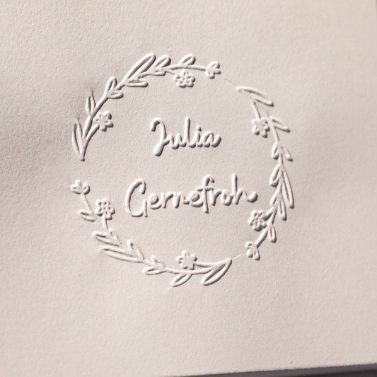 Buchprägestempel „Frühlingskranz" - IN LOVE WITH PAPER