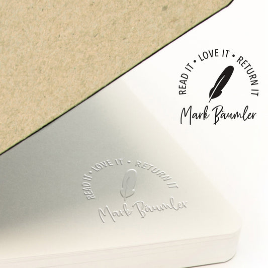 Buchprägestempel "Feder" - IN LOVE WITH PAPER