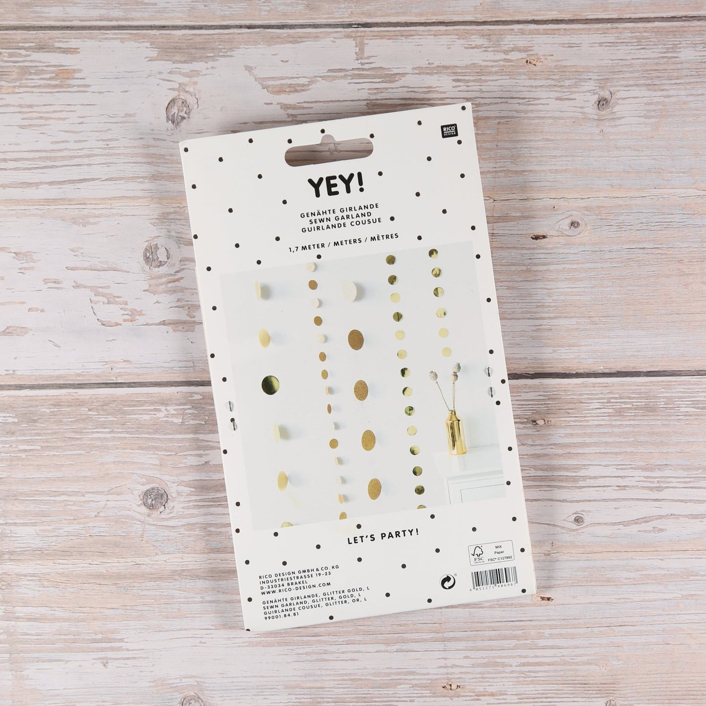 Genähte Glitzer-Girlande in Gold