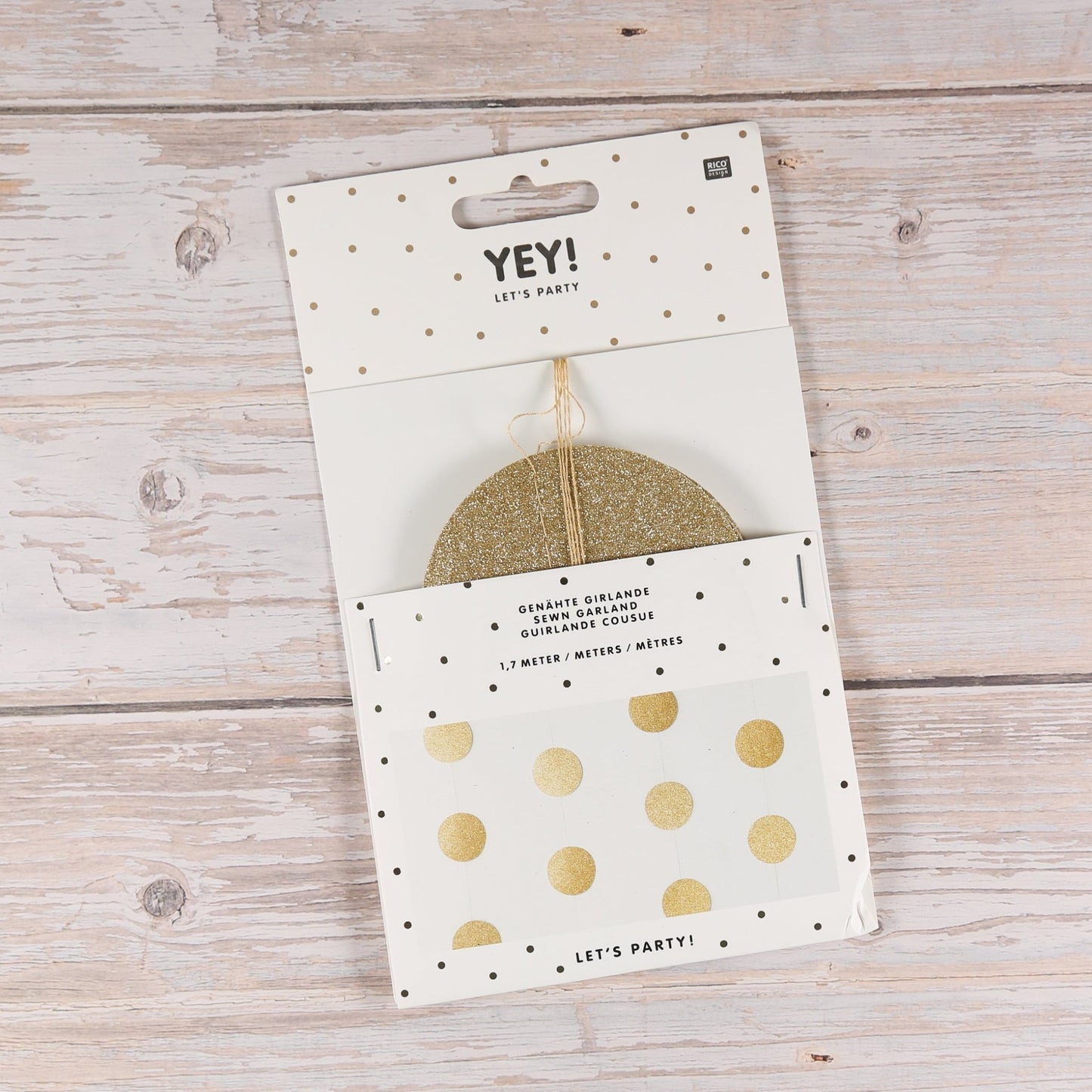 Genähte Glitzer-Girlande in Gold