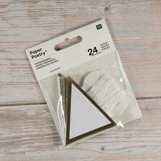 Geschenkanhänger Papierwimpel Gold/Silber (24 Stück) - IN LOVE WITH PAPER