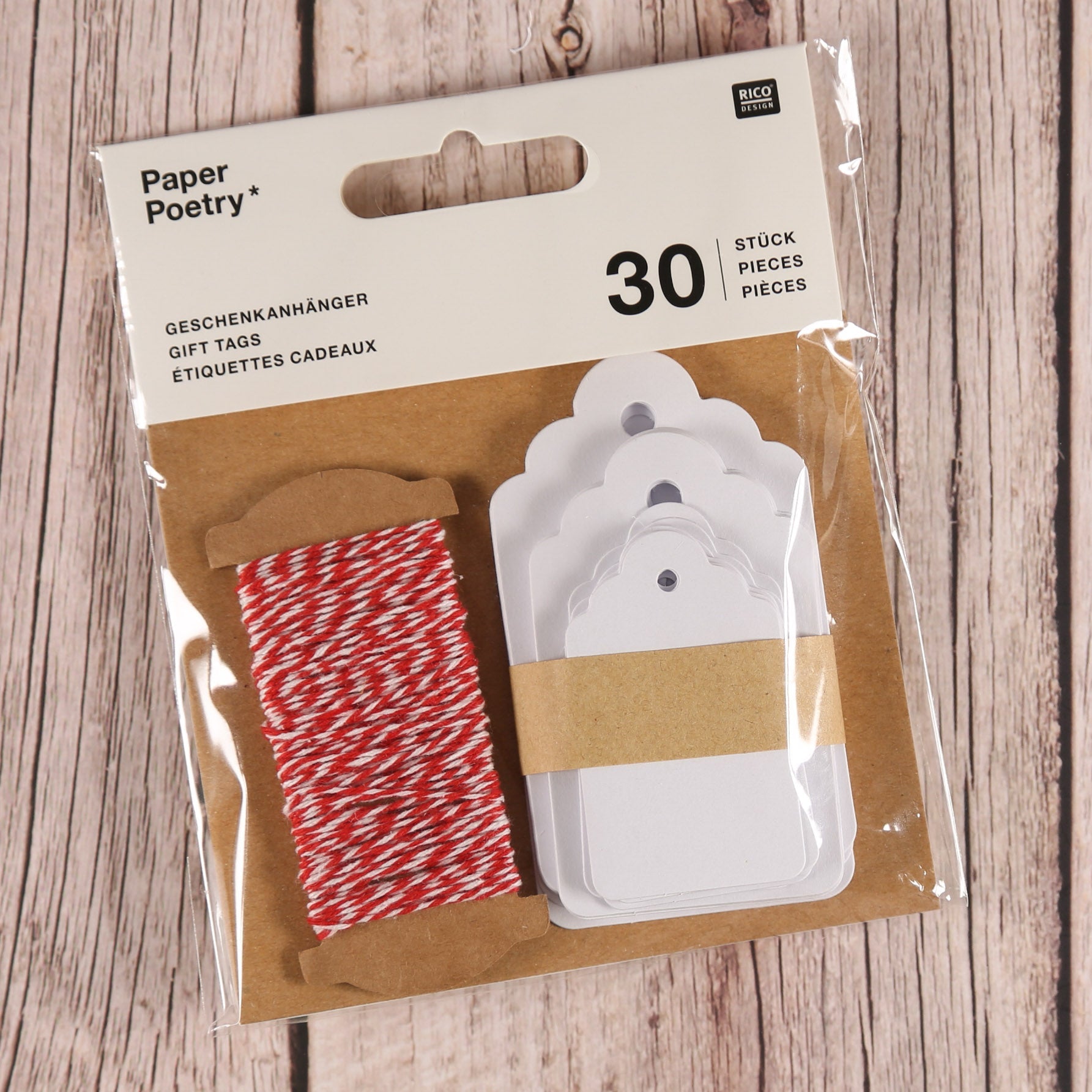 Geschenkanhänger weiß, 3 Größen (30 Stück)