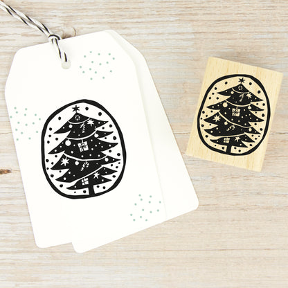 Stempel "Weihnachtsbaum" mit rundem Rahmen