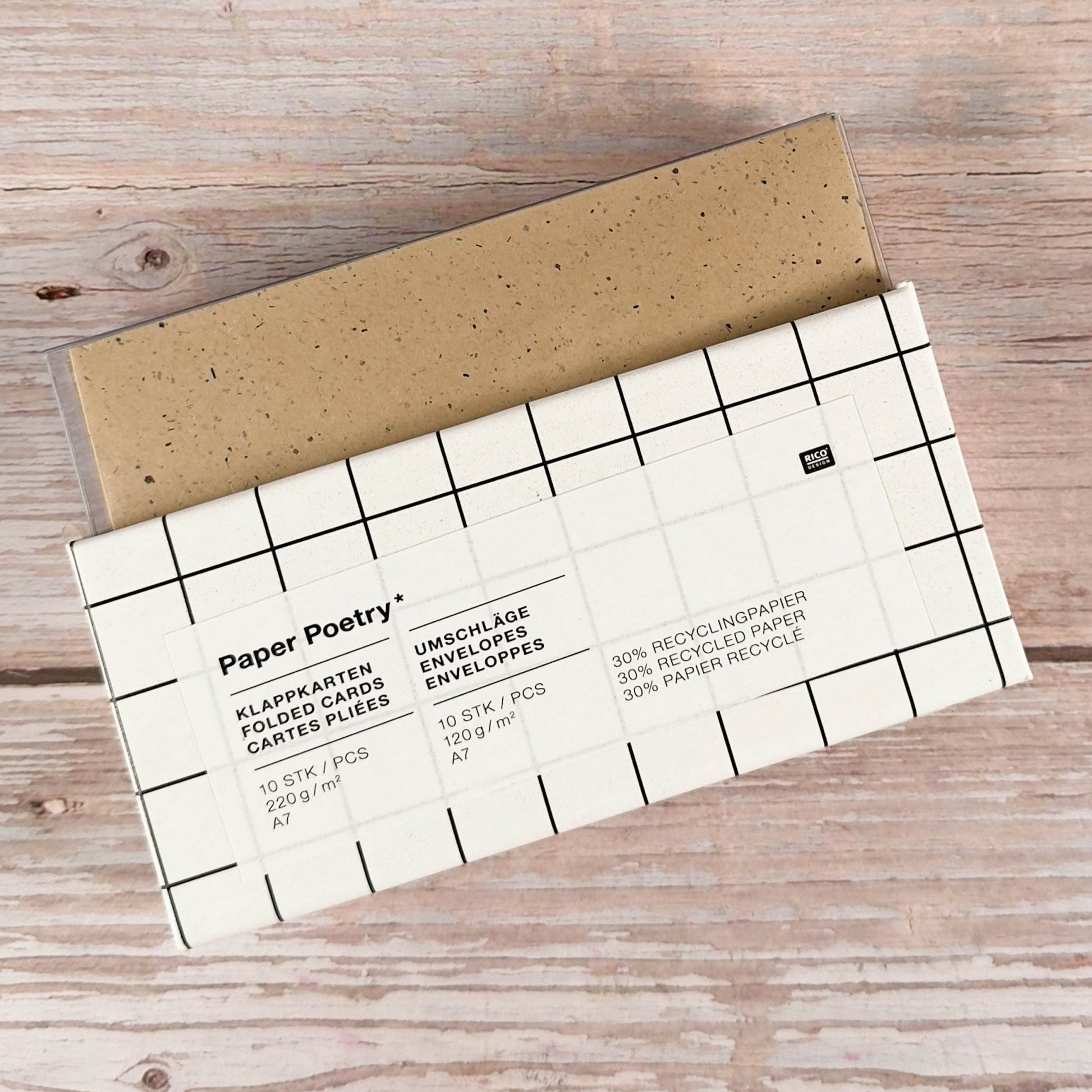 Klappkarten - Set Recyclingpapier braun DIN A7 (20teilig) - IN LOVE WITH PAPER