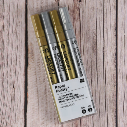 Lackmarker - Set 0,8 & 1,2 mm (gold, silber) - IN LOVE WITH PAPER