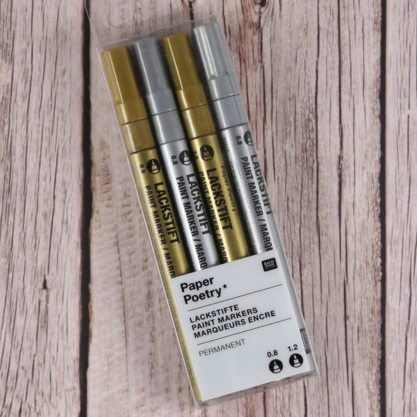 Lackmarker-Set 0,8 & 1,2 mm (gold, silber)