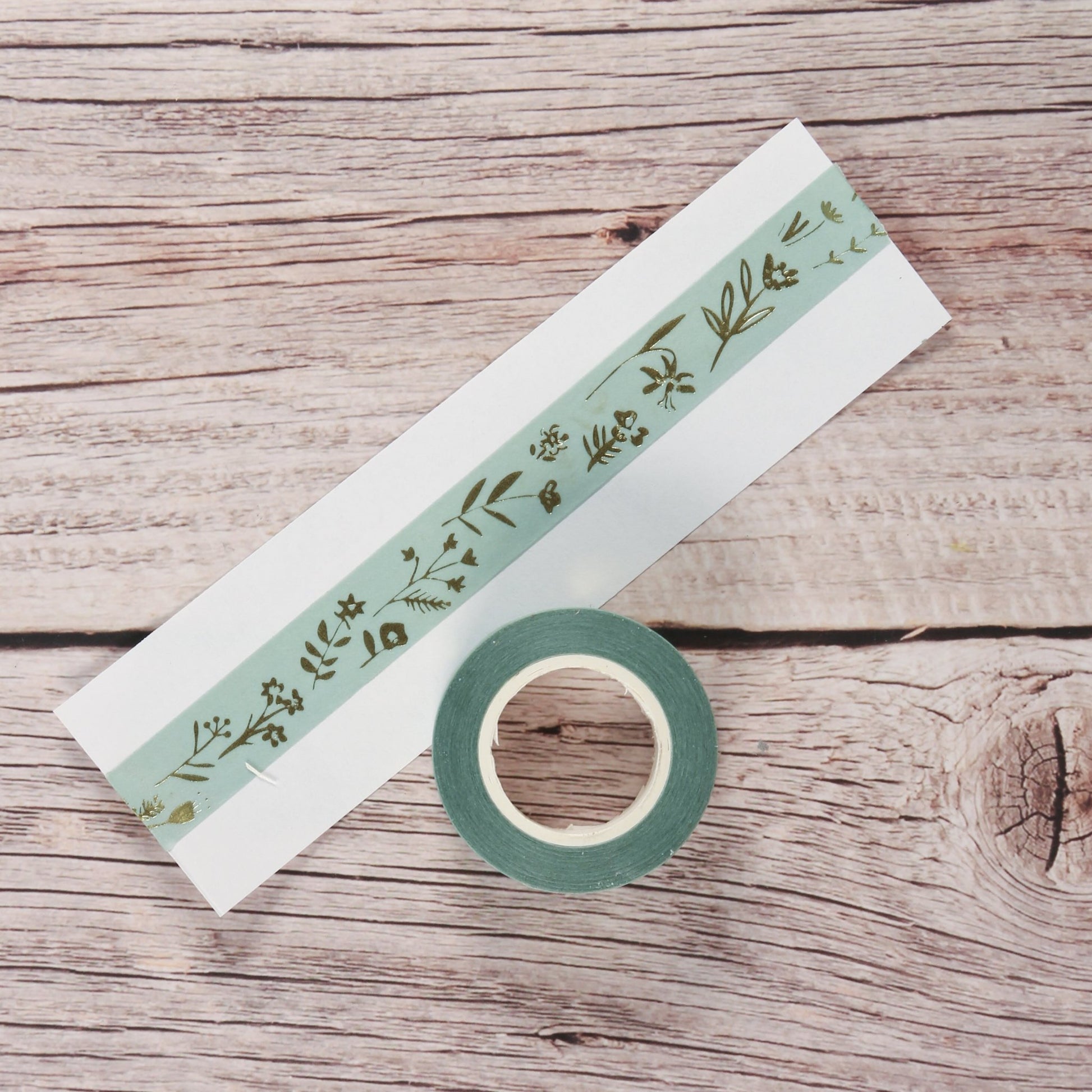Masking-Tape in Mint mit goldenen Blumen - IN LOVE WITH PAPER