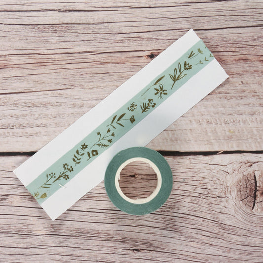 Masking-Tape in Mint mit goldenen Blumen - IN LOVE WITH PAPER