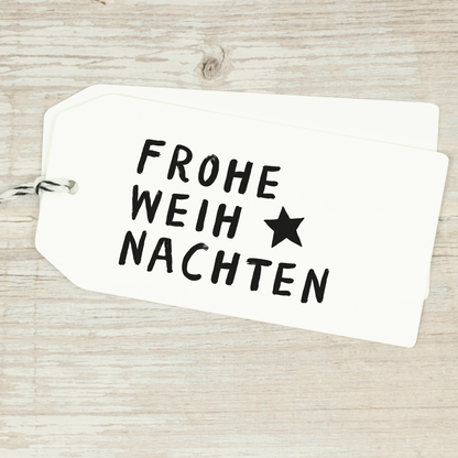 Weihnachtsstempel "Frohe Weihnachten mit Stern" - 30x20 mm