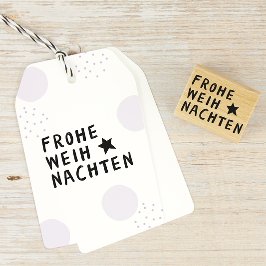 Weihnachtsstempel "Frohe Weihnachten mit Stern" - 30x20 mm