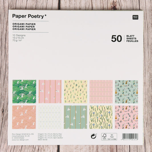 Origami/Muster-Papier "Bunny Hop" 15x15cm (50 St.)