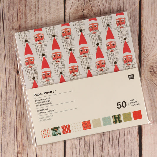 Origamipapier Advent Weihnachten (Paper Poetry, 50 Blatt, 10 Designs, 15 × 15 cm) - IN LOVE WITH PAPER